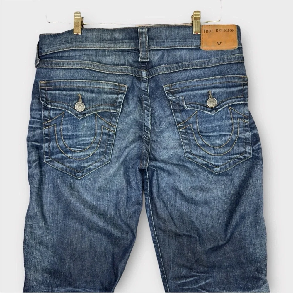 True Religion Billy Relaxed Bootcut Jeans Mens 34x33 Blue Western Skate Y2K Flap